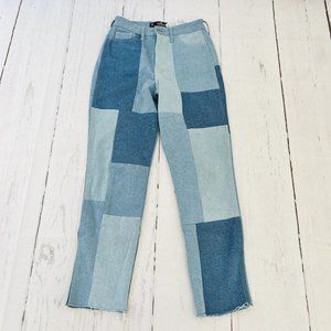 Hollister Ultra High Rise Mom Jeans Patch Denim Vintage Stretch Women 0R W24 L27